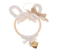 Ciieeo Décoration Murale Macramé avec Pendule Forme de Lapin et Cloche pour Chambre Garçon Fille Jardin et Patio
