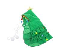 Ciieeo Déguisement de Noël pour Petit Chien et Chat Cape Verte en Tissu Pelucheux Taille M Tenue Festive avec Chapeau Étoilé Accessoire pour Séance Photo et Fêtes Hivernales