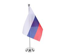 Ciieeo Drapeau de Bureau Russe en Polyester Hampe Unique et Support Compact, Bannière Robuste et Finition Brillante, Décoration de Table pour Bureau et Événements Thématiques Russes