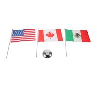 Ciieeo Drapeaux de Bureau Miniatures États-unis, Canada et Mexique avec Base Métallique 719 en Acier Inoxydable, Porte-drapeau de Table aux Trois Couleurs pour Décoration