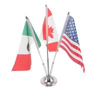 Ciieeo Drapeaux de Table 3 Pièces Socle Métallique, Drapeaux du Canada, des États-unis Mexique, Polyester Résistant la Décoloration, Décorations pour Bureau à Domicile, Réunions