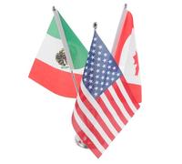 Ciieeo Drapeaux de Table pour Bureau 3 Pièces Canada États-unis Mexique Socle en Métal Stable, Mini Drapeaux Internationaux Décoratifs pour Réunions, Événements Festifs et Célébrations