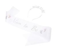 Ciieeo Écharpe de Fête Prénatale Blanche Bandeau Orné de Strass et Ceinture de Maternité pour Jeune Maman pour Célébration Baby Shower