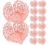 Ciieeo Emballage Chocolat en Papier Rose Découpe de Rose Creuse, 50 Pièces Faciles à Utiliser pour Décoration de Bonbons aux Dîners de Mariage et Fêtes