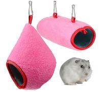 Ciieeo Ensemble 2 Pièces Lit pour Hamster en Coton Rose Forme Coquillage Tunnel de Repos Quatre Saisons pour Petits Animaux Lit d'hiver Douillet et Confortable Accessoires Légers et