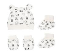 Ciieeo Ensemble Bonnet, Couvre-pieds et Chaussettes en Coton pour Bébé -né, Chaud et Anti-griffures, pour L'hiver Froid, 1 Set Blanc Confortable