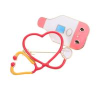 Ciieeo Ensemble de 2 Broches en Alliage Coloré de Cœur, Résistantes à L'usure, pour Tenue Médicale, Décoration Professionnelle Journée Internationale des Infirmières