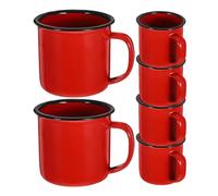 Ciieeo Ensemble de 6 Mugs Vintage en Émail Rouge Multifonctionnels et Faciles à Ranger, Gobelets D'eau et Tasses à Thé pour Bureau et Activités en Plein Air Couleur Couleur Aléatoire