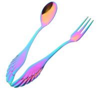 Ciieeo Ensemble de Couverts en Acier Inoxydable Fourchette à Amuse-gueules pour Apéritif et Cuillère à Dessert Délicate, Longue Fourche pour Camping et Banquet