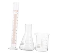 Ciieeo Ensemble Outil De Laboratoire En Verre Borosilicaté, Bécher 250 Ml Et Fiole Conique 250 Ml, Cylindre Gradué 100 Ml, Résistance Chimique, Usage La Cuisine Et Laboratoire, Kit Expérimental