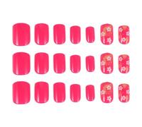 Ciieeo Faux Ongles Français Modernes en Plastique Coffins 72 Pièces, Manucure Complète Douce pour Ongles Naturels, Décor Floral pour Mariage ou Printemps