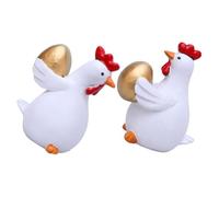 Ciieeo Figurine Coq Résine avec Œuf Doré Décoration pour Intérieur et Extérieur Ornement de Jardin et Bureau Statuette Décorative