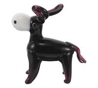 Ciieeo Figurine D'âne Miniature en Verre Noir, Petite Statue Décorative Animalière, Statuette 3D en Verre Soufflé, Décoration Intérieure pour Bureau et Étagère, Objet de Collection