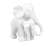Ciieeo Figurine Éléphant Blanche en Porcelaine, Décoration De Table Moderne, Anti-humidité, Ornement Animalier pour Bureau Et Salon, Statuette D’éléphants Mère Et Garçon Et Filles