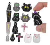 Ciieeo Figurines miniatures d'Halloween en résine avec fantômes corbeau pierre tombale pour loisirs créatifs et décoration d'horreur saisonnière Petits accessoires gothiques pour table et décoration