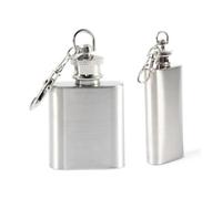 Ciieeo Flasque à Whisky Acier Inoxydable avec Couvercle et Porte Clés Flasque Carrée Portable pour Hommes et Femmes pour Randonnée et Voyage