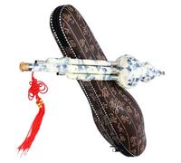 Ciieeo Flûte en Calebasse Synthétique B Bémol, Instrument de Musique Chinois Traditionnel, Porcelaine Bleue et Blanche Décorative, pour Débutants, Pratique et Portable Étui de Rangement