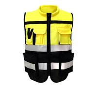 Ciieeo Gilet Réfléchissant de Sécurité Vélo Noir Jaune XXL pour Cycliste | Tissu Lavable, Visibilité Jour Nuit Mauvais Temps, Usage Sécurité et Course, Taille Xxl