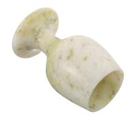 Ciieeo Gobelet en Jade Bleu sur Pied, Style Royal Vintage Médiéval | Pierre Naturelle à Texture Jade, Détails Dorés, pour Whisky et Liqueur, Pièce Décorative
