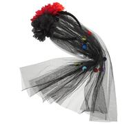 Ciieeo Halloween Headband Floral Mesh Veil Dark Bride Accessory For Day Of The Dead Carnival Dance Party