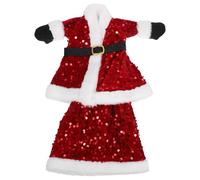 Ciieeo Housse de Bouteille de vin à Paillettes de Noël, Ensemble de vêtements en Peluche pour Bouteille de vin, Robe à Manches pour décoration de fête de Mariage de Noël, de Nouvel an