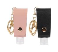 Ciieeo Housse de Bouteille Portable Lot de 2 en PU Léger Porte-Clés pour Flacon Parfum et Lotion Corps en Déplacement Noir et Rose