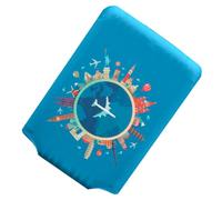 Ciieeo Housse de Valise à roulettes Protège-Bagages Motif Voyage Autour du Monde Polyester et Spandex Extensible Fermeture Elliptique 22-24 Pouces pour Voyageur Équipement Bagage