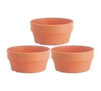 Ciieeo Imitation Terre Cuite Pot de Fleurs Orange en Plastique, Rond, Lot 3 | Trou de Drainage, Usage Jardin et Mariage, pour Fleurs et Petites Plantes
