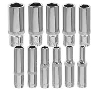 Ciieeo Jeu de Douilles Hexagonales Longues 11 Pièces 1/4 4-14 MM en Acier Crv Assortiment Outil Manuel pour Mécaniciens Prise Standard Hexagonale Robuste et Polyvalent pour Travaux