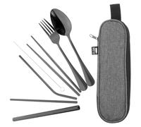 Ciieeo Kit Cuillère avec Paille Brosse Fourchette Réutilisable et Ustensiles en Acier Inoxydable de Nettoyage Paquet de Rangement Pratique Plusieurs styles Cuisine Plusieurs styles