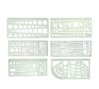 Ciieeo Kit de 6 Modèles de Règles Géométriques en Plastique Vert pour Dessin, Aides Tracé Mesures Fractionnées, pour Apprentissage Scolaire
