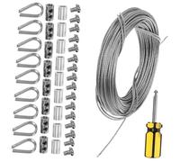 Ciieeo Kit de Câble Inoxydable avec Manille et Tendeur pour Câble Garde Corps Extérieur Corde Acier Résistante pour Suspension Guirlandes Lumineuses et Système Rideau