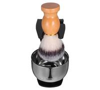 Ciieeo Kit de Rasage pour Hommes Brosse à Barbe Douce Bol à Raser Support en Acier Inoxydable et Blaireau Ensemble Complet pour Entretien Barbe à Domicile Salon Outil de Rasage Kit