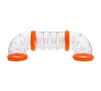 Ciieeo Kit de Tunnels pour Hamster DIY en Plastique Orange Comprenant Tube Droit Court 2 Tubes Coudés en C et 4 Anneaux Accessoires pour Cage Hamster Tunnel Modulable pour Stimuler