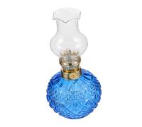 Ciieeo Lampe à Pétrole Rétro Lampe à Huile Décorative Lanterne Classique à Lampe à Pétrole Lampe à Huile Ouragan Lampes Tempête Anciennes Lampe à Pétrole en Verre Vintage Blue Un Verre