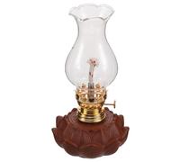 Ciieeo Lanterne à Huile Lotus en Céramique Petite Taille, Lampe à Pétrole Coupe-Vent pour Temple et Salon de Thé, Éclairage Décoratif Intérieur, Mèche Réglable, Lampe Vintage