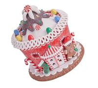 Ciieeo Lighted Gingerbread Castle Figurine Decorative Soft Clay Christmas Village House for Festive Tabletop and Mantel Décor Winter Holiday Glow Battery Operated Batteries Not Included