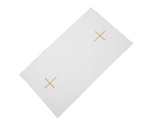 Ciieeo Linceul D'autel Blanc Brodé pour Liturgie avec Croix Centrale, Tissu Renforcé Facile à Nettoyer, pour Baptême et Communion en Église