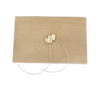 Ciieeo Livre D'or de Mariage en Toile de Jute Forme Cœur 70 Pages, Léger et Facile à Transporter, Décoré de Cœurs en Bois pour Cérémonie de Mariage
