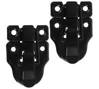 Ciieeo Loquet à Bascule à Bec de Canard en Métal Noir 707, Lot de 2 Pièces, Verrou à Moraillon Trou pour Cadenas, pour Boîtes à Bijoux, Armoires et Boîtes en Bois, Quincaillerie