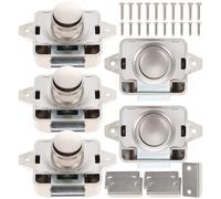 Ciieeo Loquets à Bouton-Poussoir et Verrous de Meuble sans Clé en Zinc et ABS, Lot de 5 pour Placard et Tiroir, Adaptés aux Bateaux et Maisons Mobiles, Accessoires de Quincaillerie