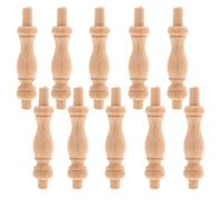 Ciieeo Lot de 10 Balustres Décoratifs en Bois Massif 8,4 X 1,8 Cm Têtes de Colonnes Romaines Sculptées, Balustrades Intérieures pour Garde-corps de Terrasse et Rénovation de Meubles