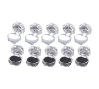 Ciieeo Lot de 10 Boîtes à Bagues Transparentes en Plastique Format Cube Compact Coussin Intérieur Souple Porte-Alliances pour Mariage et Présents de Fiançailles Fond Noir et Blanc