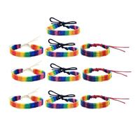 Ciieeo Lot de 10 Bracelets Arc-en-ciel en Coton Tressé Faits Main, Style Créatif et Unique, pour Fêtes et Voyages, Chaîne de Bracelet Colorée Unisexe Plusieurs styles
