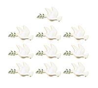 Ciieeo Lot de 10 Broches Oiseau la Paix en Métal Argenté, Épingles Élégantes avec Rameau D'olivier, Broches Volatile pour Femmes, Accessoires Symboliques pour Vêtements et Événements