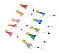 Ciieeo Lot de 10 Chapeaux d'anniversaire Coniques Ajustables pour Petits Chiens et Chats Mini Taille avec Pompon en Perles Dorées et Paillettes Accessoires Festifs pour Tenue