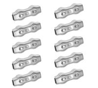 Ciieeo Lot de 10 Clips Câbles Duplex en Acier Inoxydable M5, Pinces à Double Boulon pour Câble Métallique, Fixation Résistante aux Intempéries, Usage Industriel et Marine, Serrage