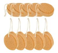 Ciieeo Lot de 10 Éponges de Bain en Nid D’abeille Exfoliantes et Naturelles, Couleur Marron, Forme Goutte D’eau, pour Adultes et Garçon et Filles, Nettoyage Doux et Soin Peau