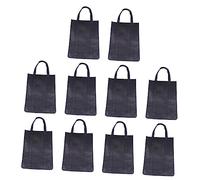 Ciieeo Lot de 10 Fourre-Tout Non Tissés Solides Réutilisables Pliables Noirs pour Le Shopping Et Les Activités De Plein Air