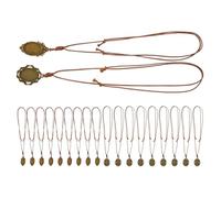 Ciieeo Lot de 10 Plateaux Pendentifs DIY Vintage en Métal avec Lanière en PU Marron Base à Collier 5 8 CM pour Création Bijoux Faits Main Accessoires Colliers Suspendus et Décoratifs